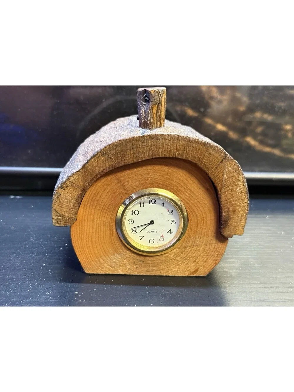 Vintage Frank Bateman Bisbee AZ Handcrafted Wood Mini Quartz Clock 3x3
